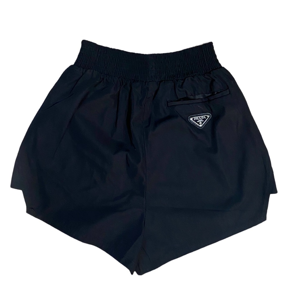 Prada black high waisted nylon shorts